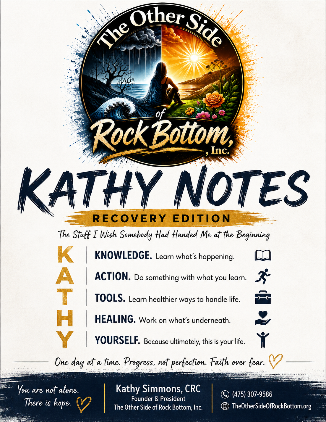 Kathy Notes: Recovery Edition cover, featuring the official OSRB logo and Knowledge, Action, Tools, Healing, Yourself