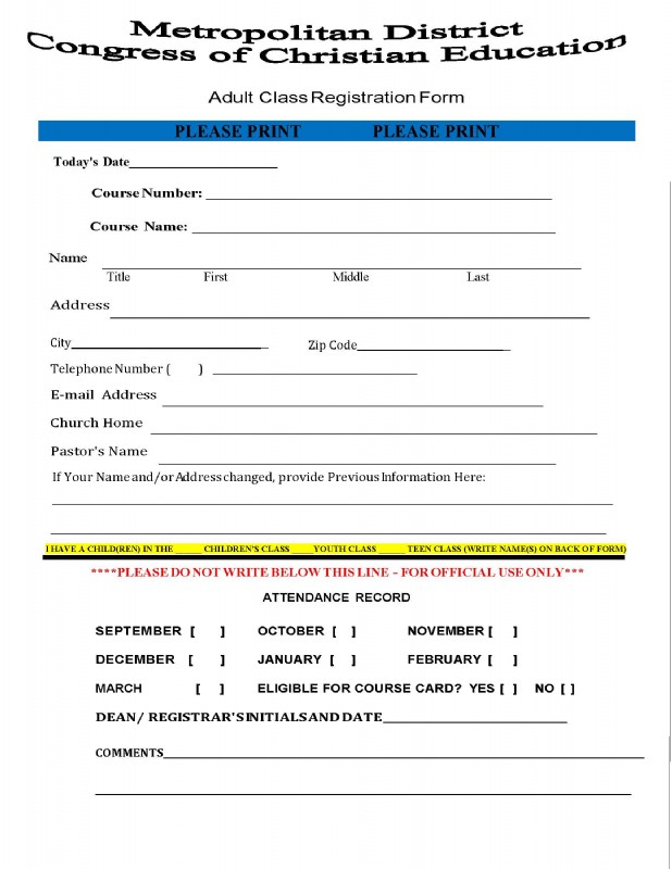 Adult Registration Form