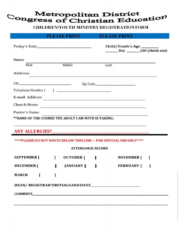 Children/Youth Registration Form