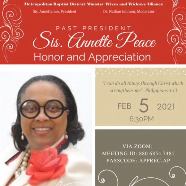 Appreciation Service for Sis. Annette Peace - 2/5/21