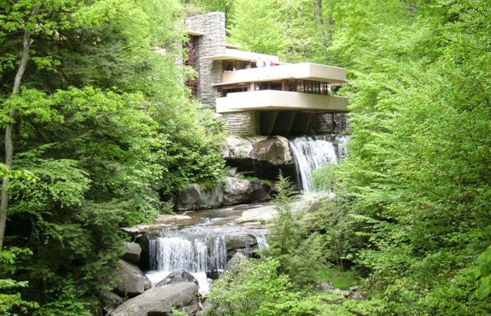 Image is of a  House designed by the famous architect, Mr. Frank Lloyd Wright