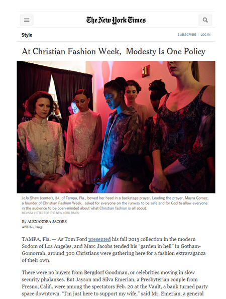 Christian Fashion Week Makes It to the New York Times!