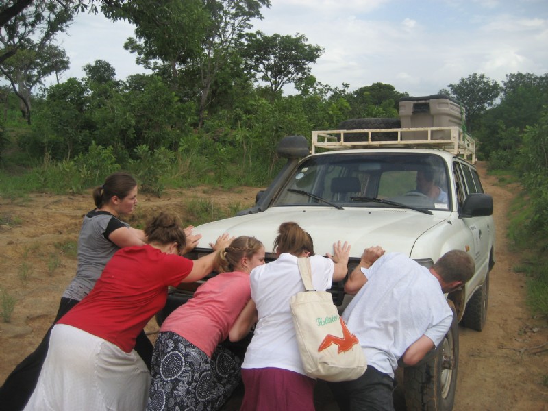 "Hands on" ministry- getting our truck unstuck on the road to the village of She II, Chad