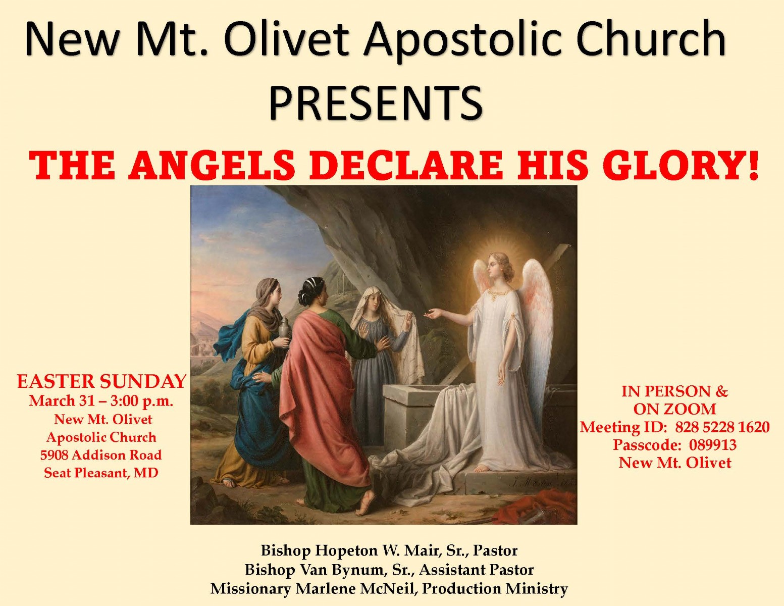 Easter Sunday Flyer - 2024 - The Angels Declare His Glory