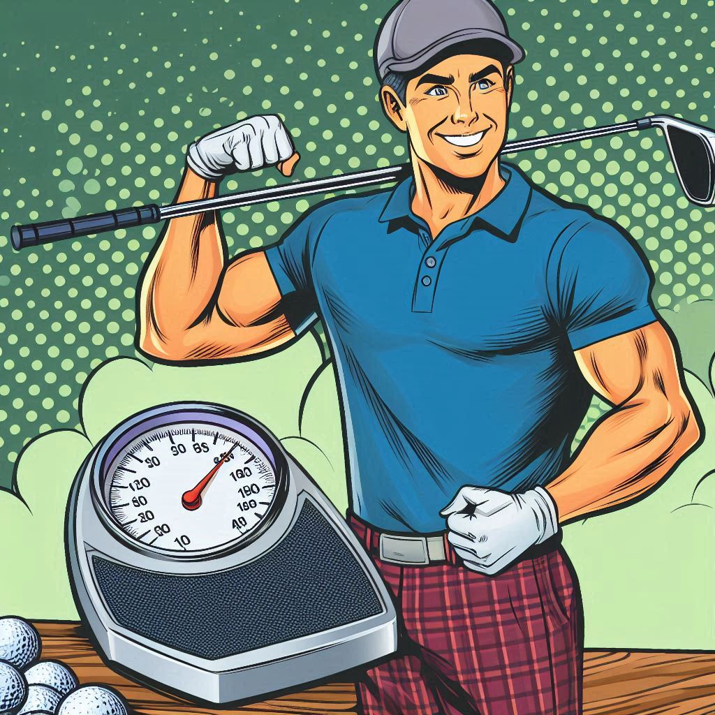 golfer showing a weigh scale