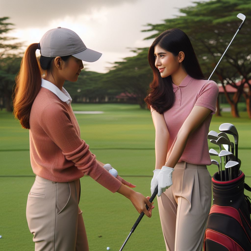 female golf instructor giving lessons