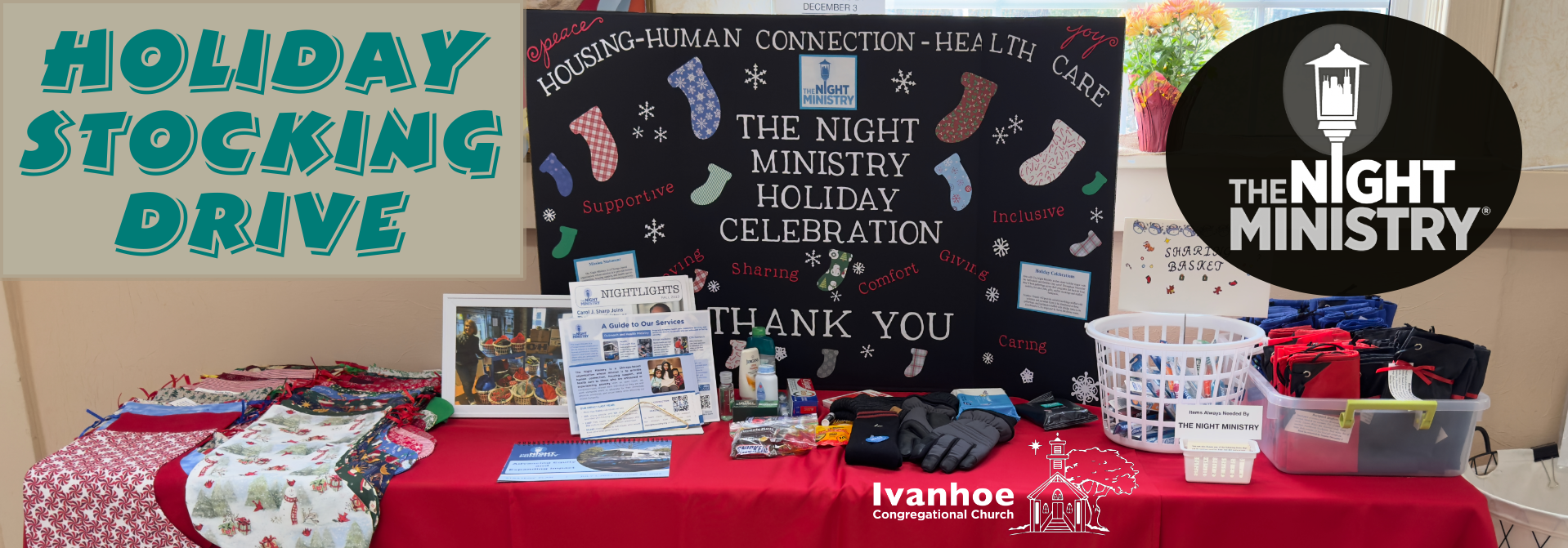 Night Ministry Table in Church with stockings