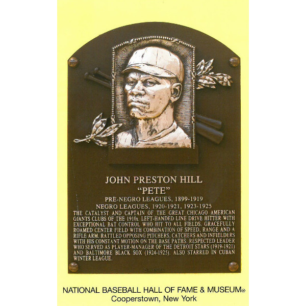 Pete Hill Baseball Hall of Fame Plaque Postcard