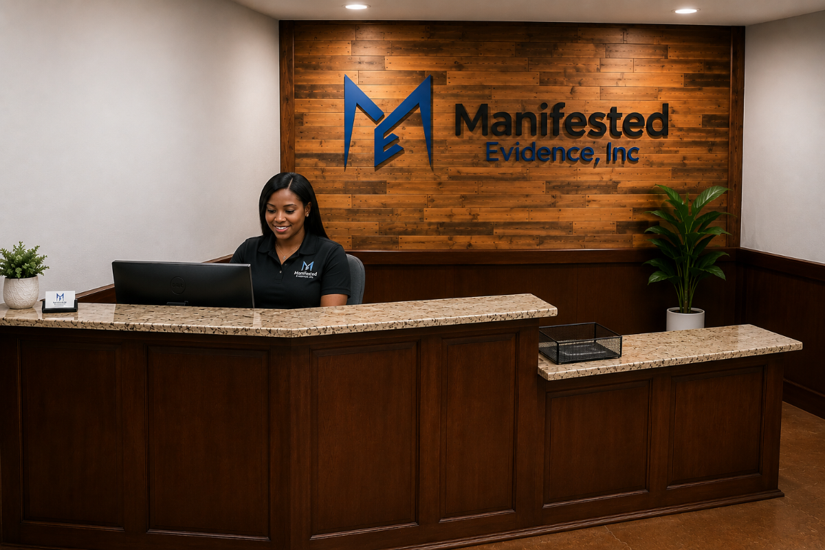 A professional desk environment at Manifested Evidence testing center