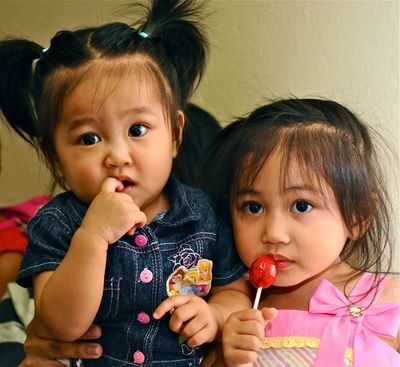 Adorable little Hawaiian girls