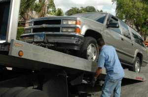 Our vehicle getting towed to go and see the "doctor"