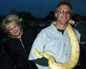 Gloria peeking at the snake!