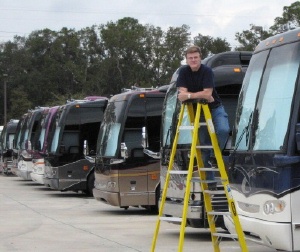 Larry is literally looking over the coaches- I didn't like him up on the ladder!