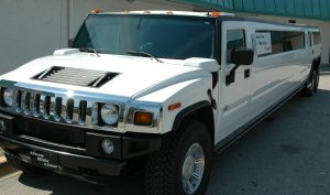 Hummer limo outside the church