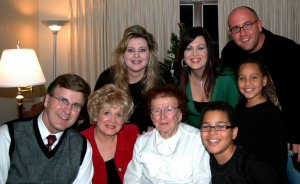 Our family with my mom, Julie Brooks, who is 91 years old.