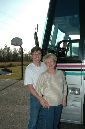 Larry and Gloria in the parking lot at Kiln, MS where the accident happened